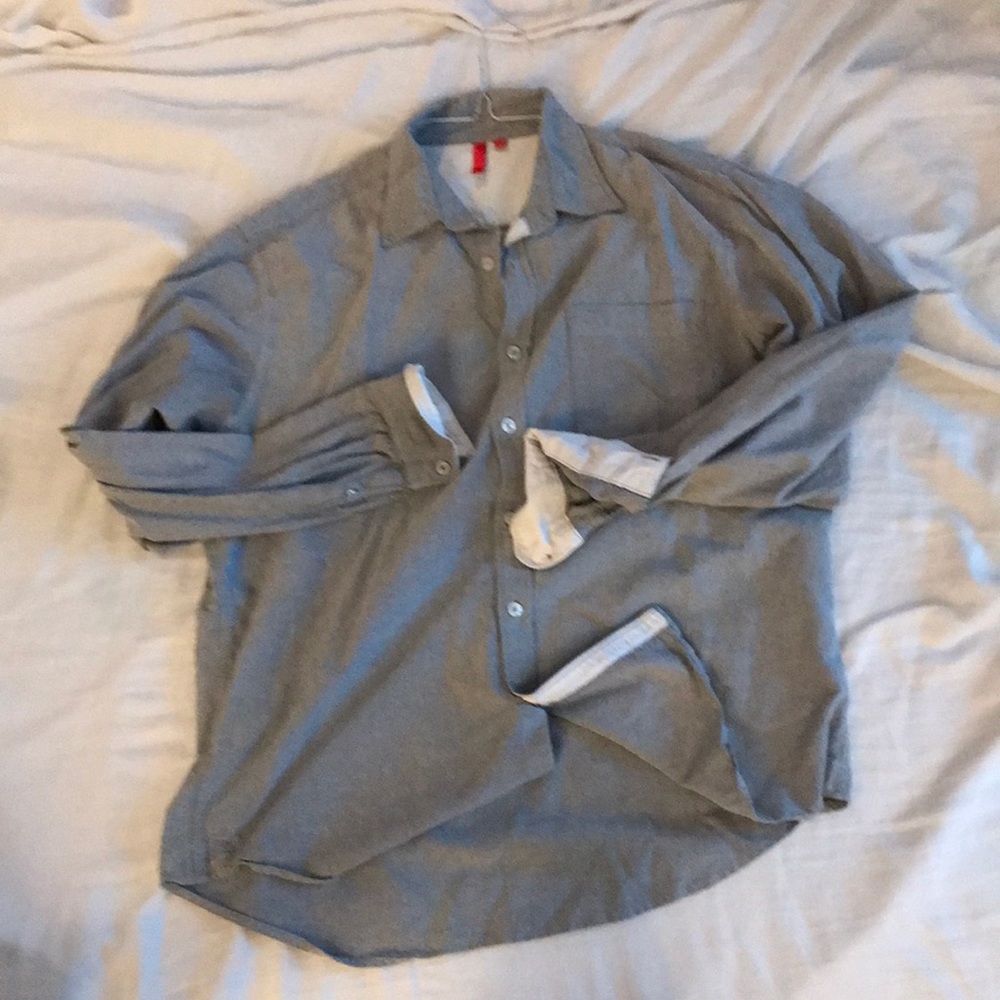 Grey button down shirt